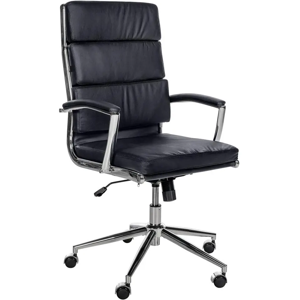 CLP Bureaustoel Cleveland chroom Frame - Echt leer - zwart