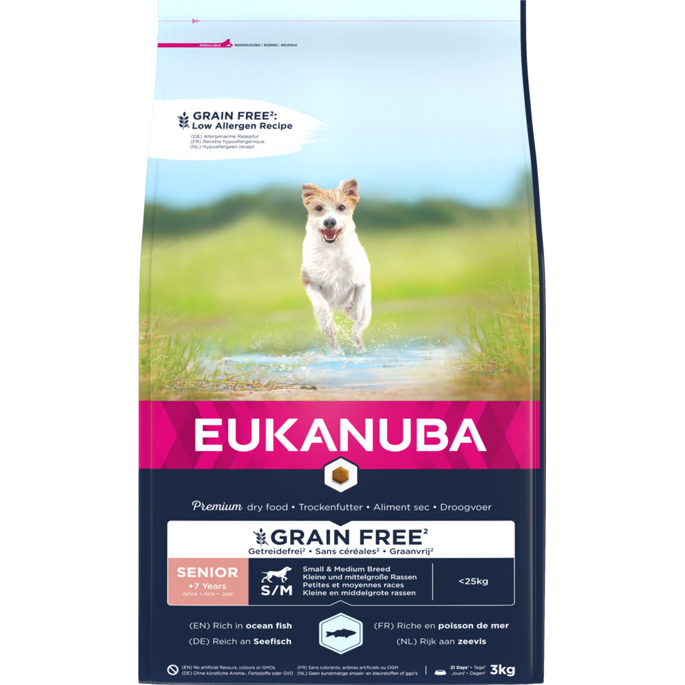 Eukanuba Hondenvoer Senior Small/Medium Graanvrij Zeevis3 kg