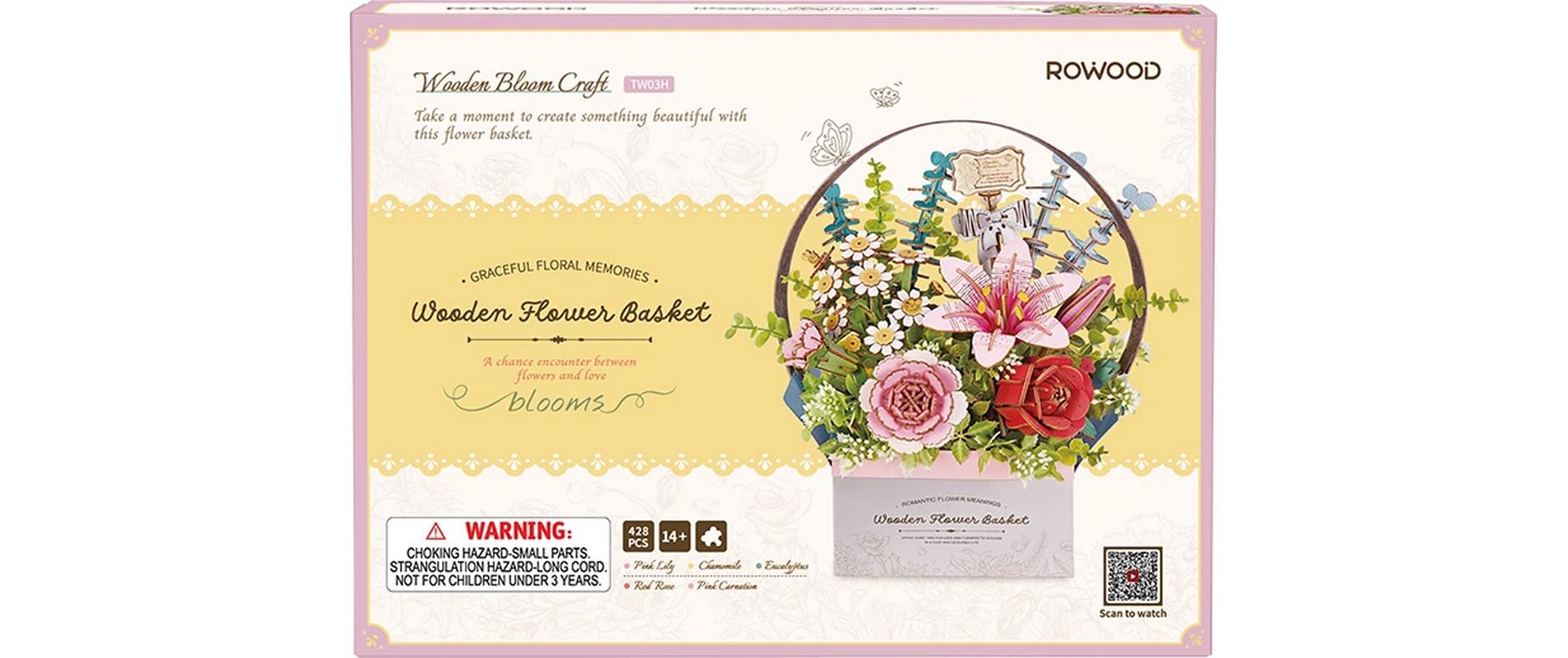 Bausatz Blumenkiste mit Griff3D-Puzzle aus lasergeschnittenen Holzteilen