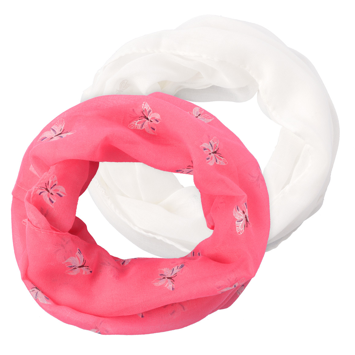 Topolino 2 Mädchen Rundschals mit Schmetterlingen pink / weiss