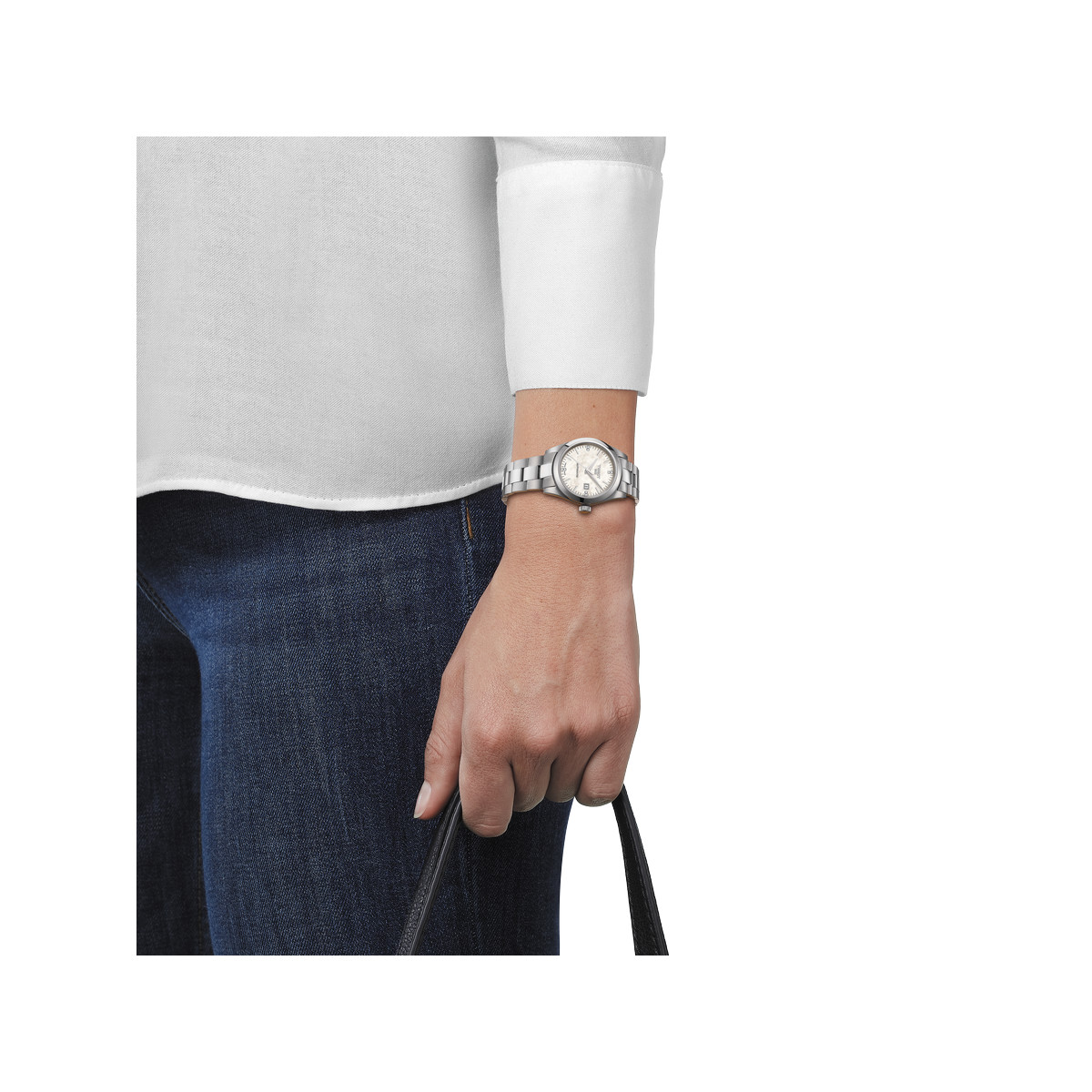 Montre Tissot femme acier cuir blanc