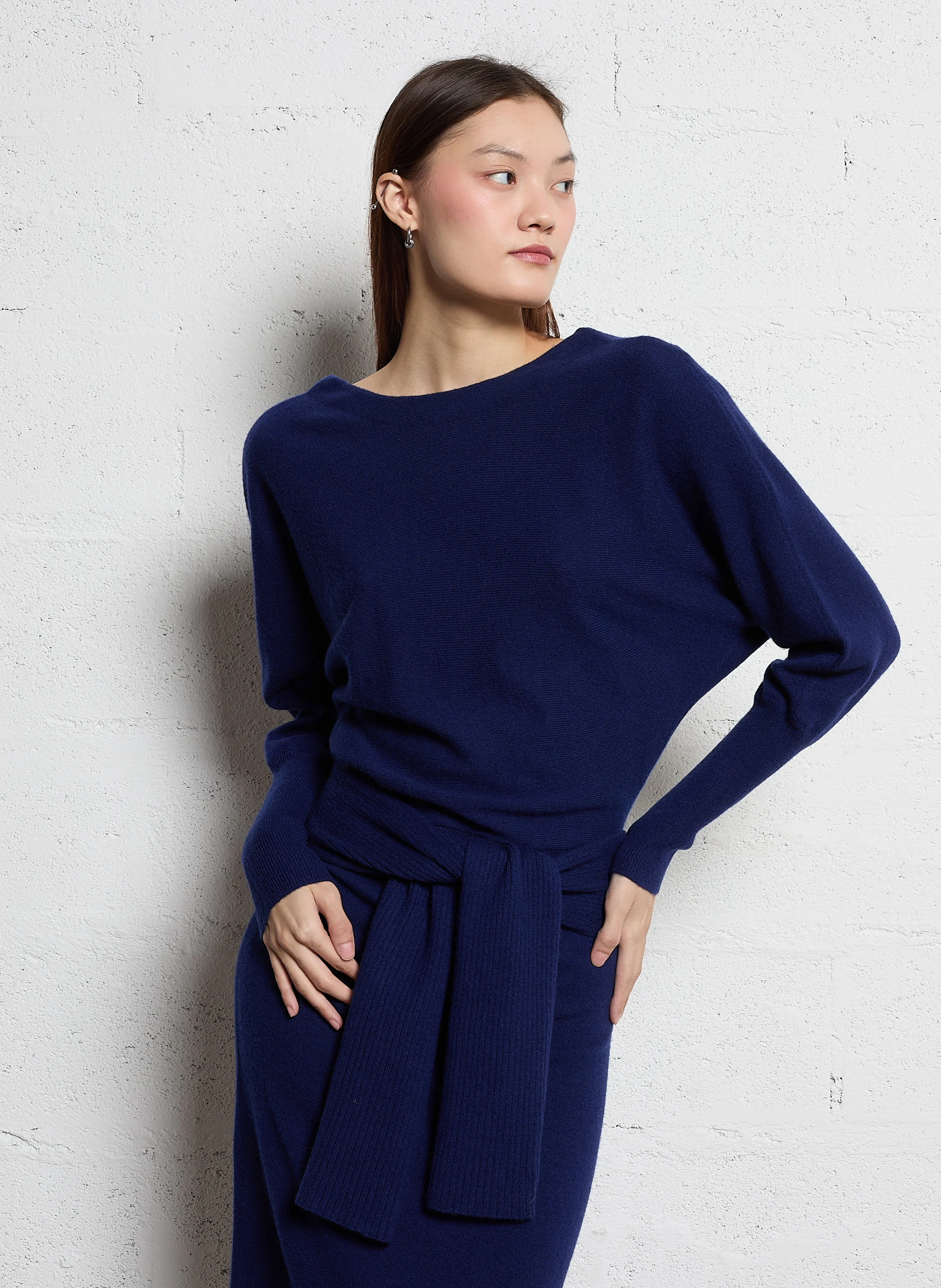 MUCCIA - Robe longue en maille| Bleu
