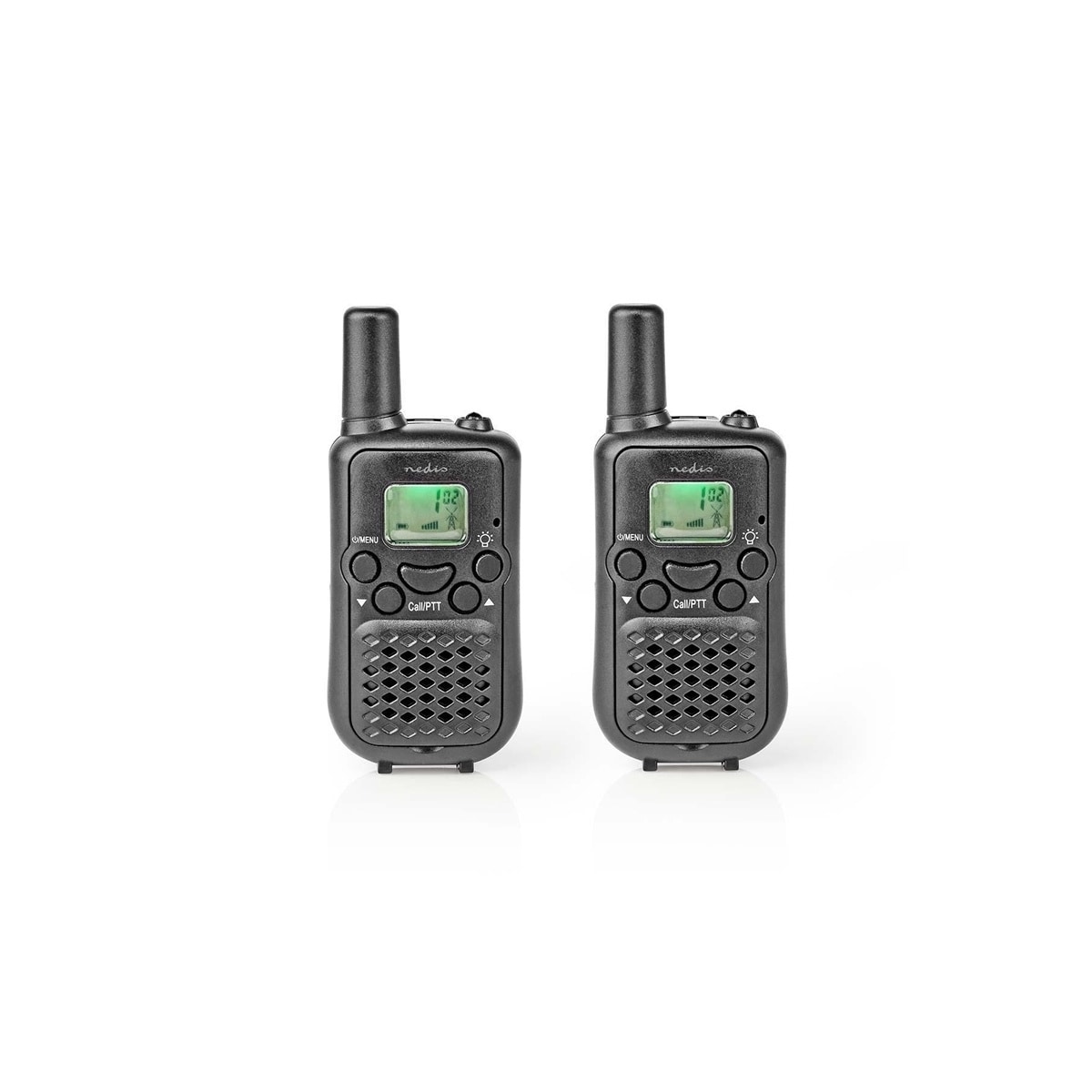 Nedis Walkie-Talkie Set | 2 håndsett | Opp til 5 km | Frekvens kanal: 8 | PTT / VOX | Opp til 2.5 timer | Sort