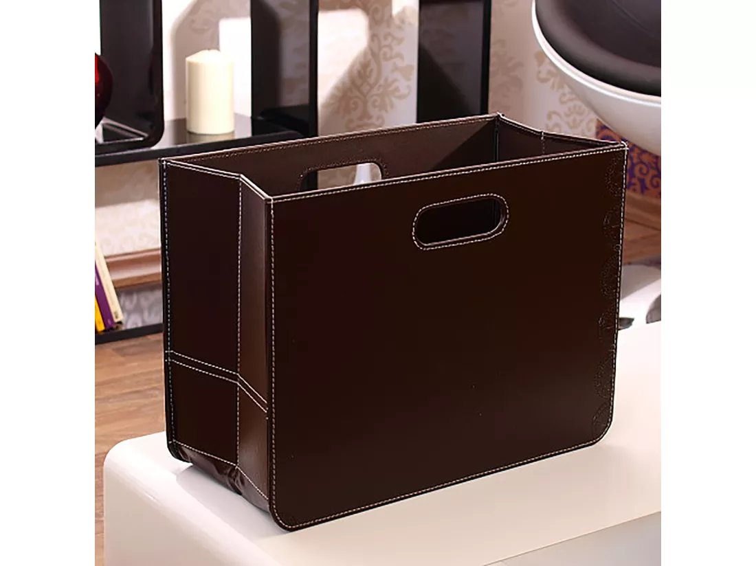 PANIER À JOURNAUX Affaires cuir synthétique Brun
