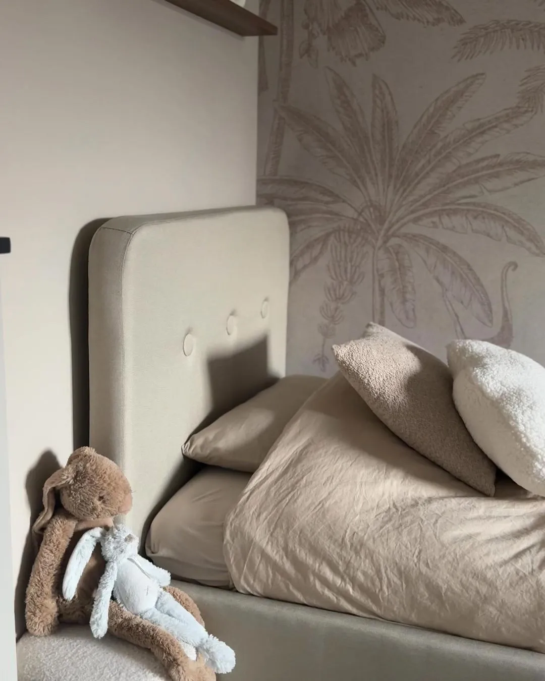 Bed Kunstlinnen RENNES 90 x 200 cm Lichtbeige