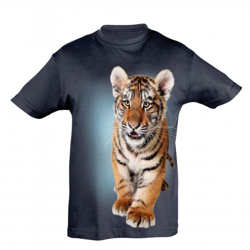 Camiseta azul de tigre para bebê