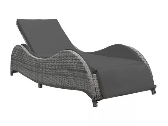 Chaise longue avec coussin Résine tressée Anthracite