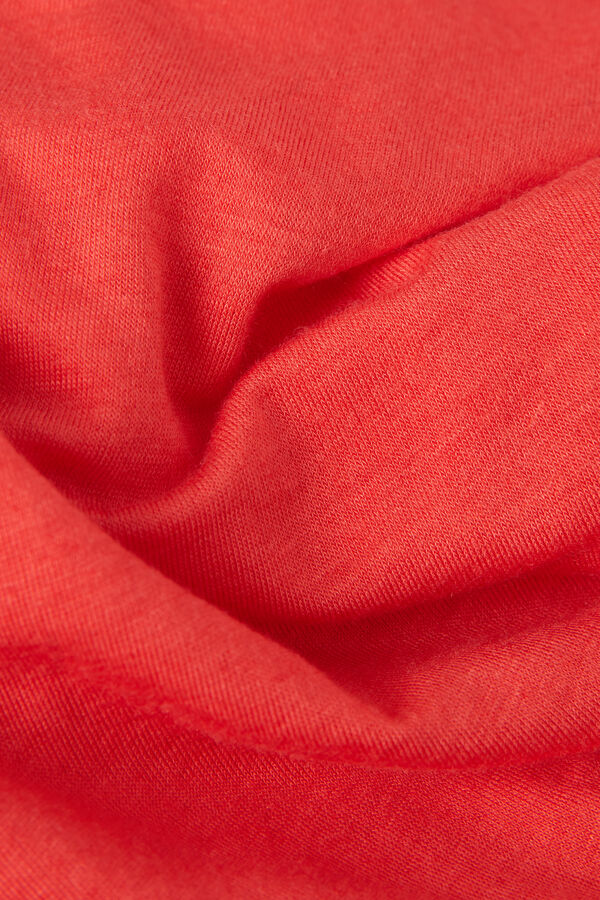 Camiseta de manga comprida ultraleve com decote canoa em cashmere modal