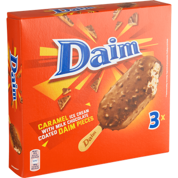 Daim Caramel Ice Cream with Milk Chocolate Coated Daim Pieces 3 Stuks