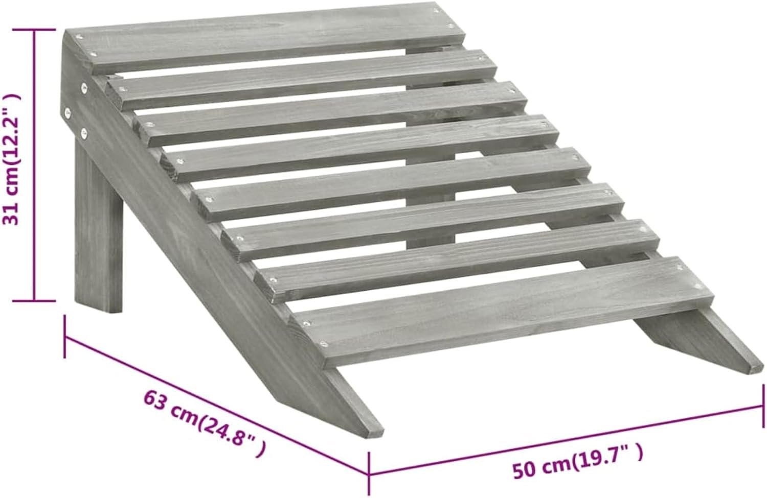 Gecheer Gartensessel mit Fußstütze Holz Grau, Gartenmöbel Stapelstuhl Balkonstühle für Outdoor Garten Café Camping45700