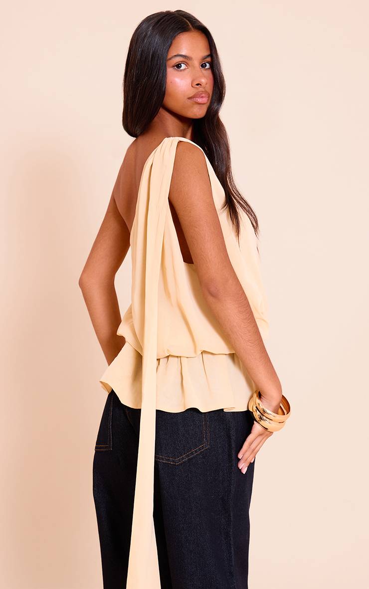 Amande Top Long Fluide Froncé Asymétrique Transparent Petite Taille