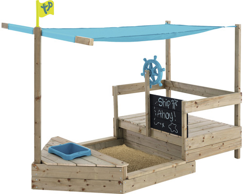 Houten zandbak, kinderspeelboot AHOY