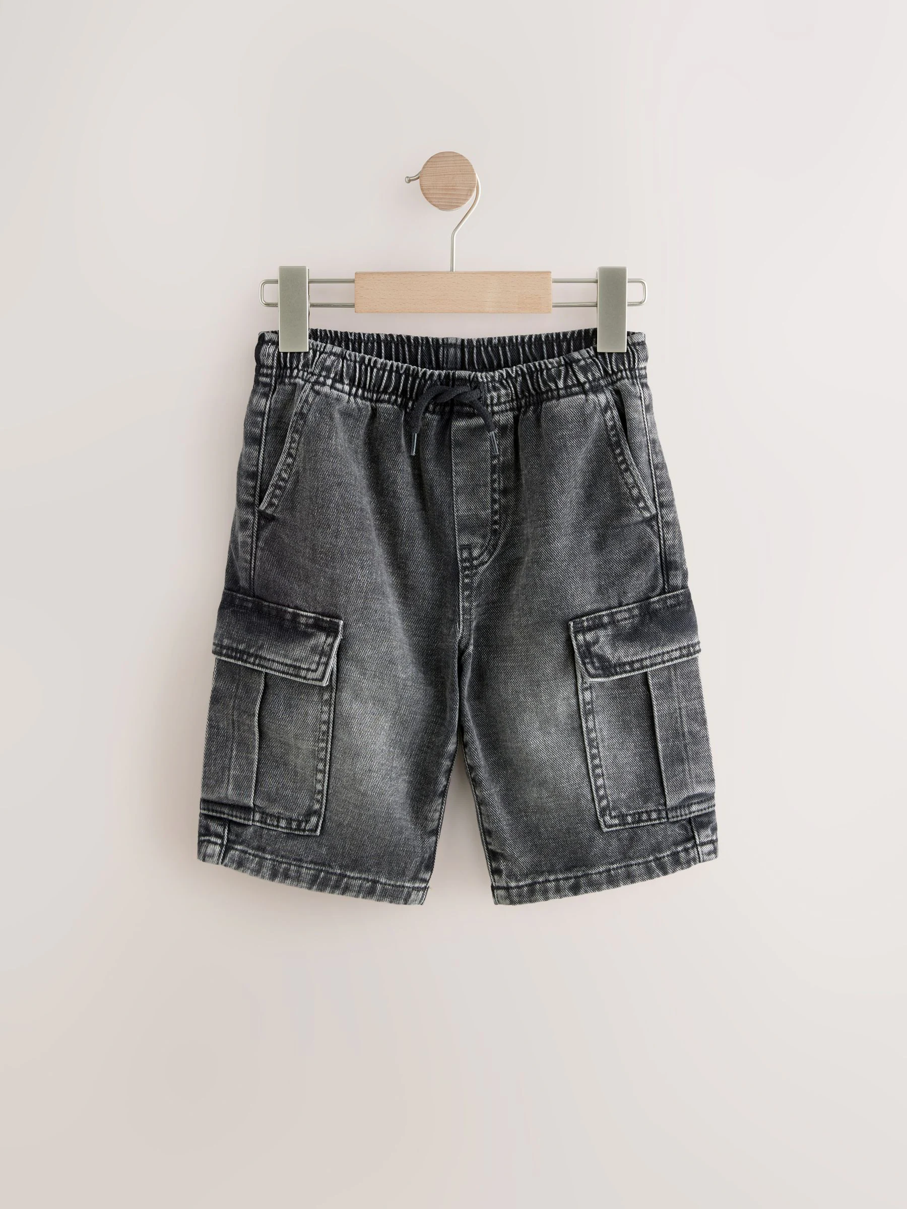 Grijs/Blauw - Verpakking van 2 cargoshorts van 100% katoenen denim (3-16jr)