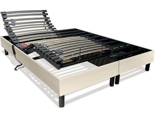 DUNLOPILLO - Sommier Electrique 2 x 80 x 200 Anatomique 2x80x200cm tissu capitole beige