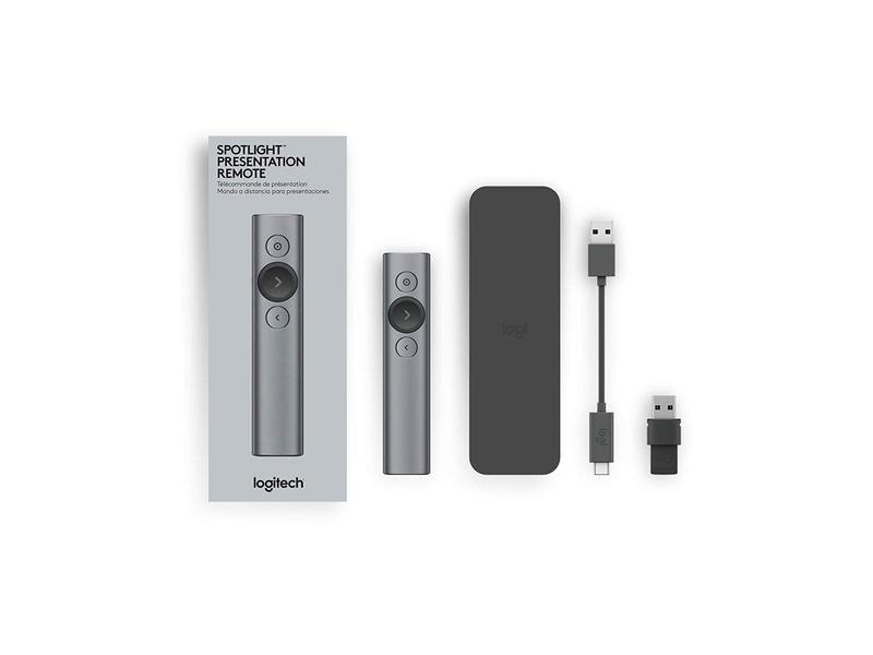 Logitech Presenter Spotlight Gold Innovative Presenterlösung im minimalistischen Design mit digitalem Laserpointer und 30m Reichweite