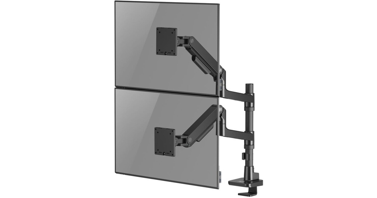 ACT ConnectivityMonitorarm office premium, gasveer, paalbevestiging, 2 monitoren  (Zwart)