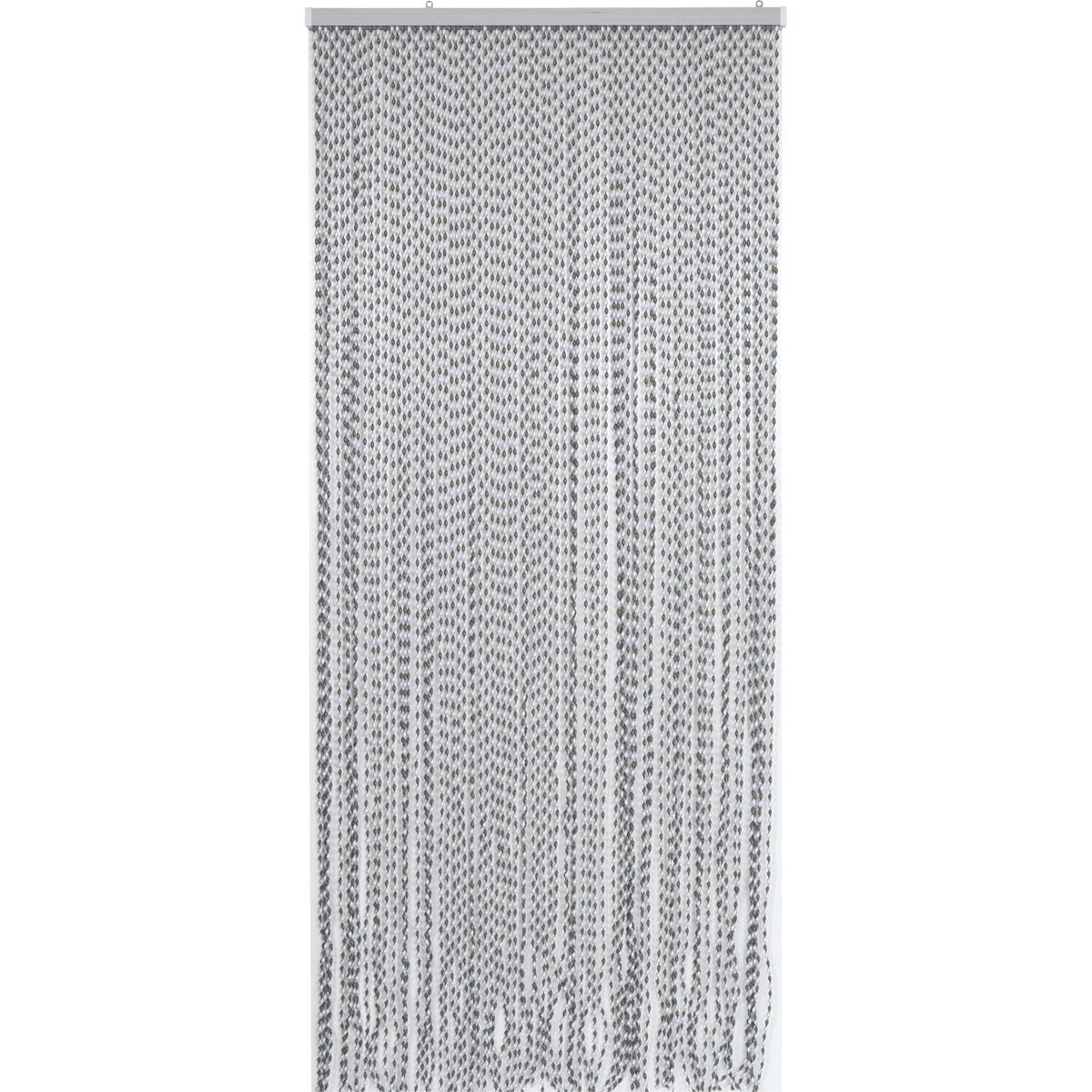 RIDEAU DE PORTE LANIERES TORSADES 90X210CM GRIS BLANC