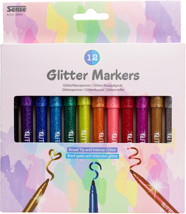 Glitterpenner 12 stk. Sense