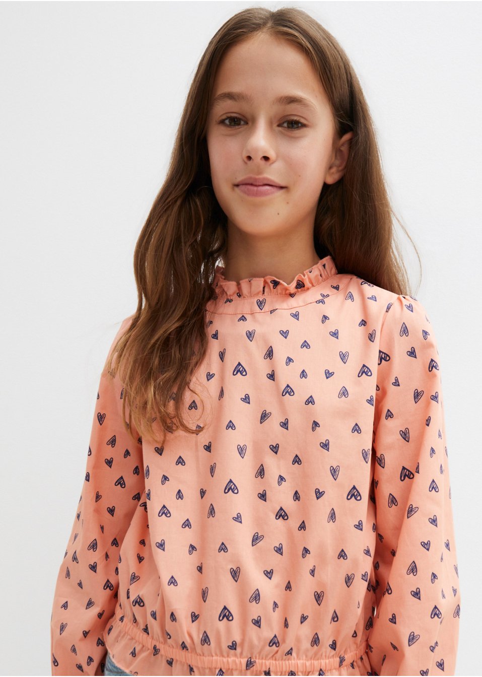 Blouse fille à col montant