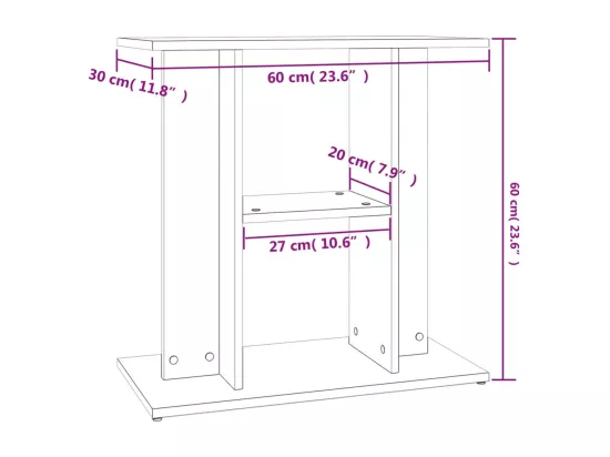 Support pour aquarium chêne fumé 60x30x60 cm bois d'ingénierie