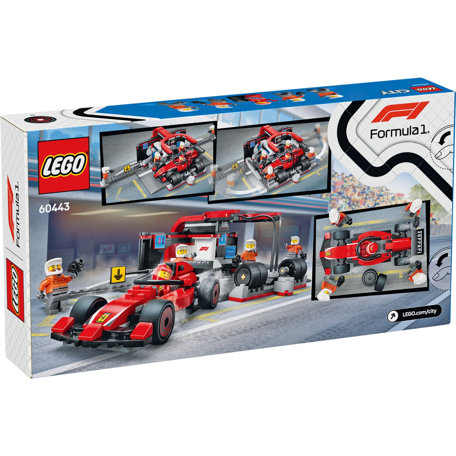 LEGO City F1 Boxenstopp mit Boxencrew und Ferrari Flitzer 60443