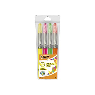 BIC Highlighter Flex - Pack de 4 surligneurs - couleurs assorties