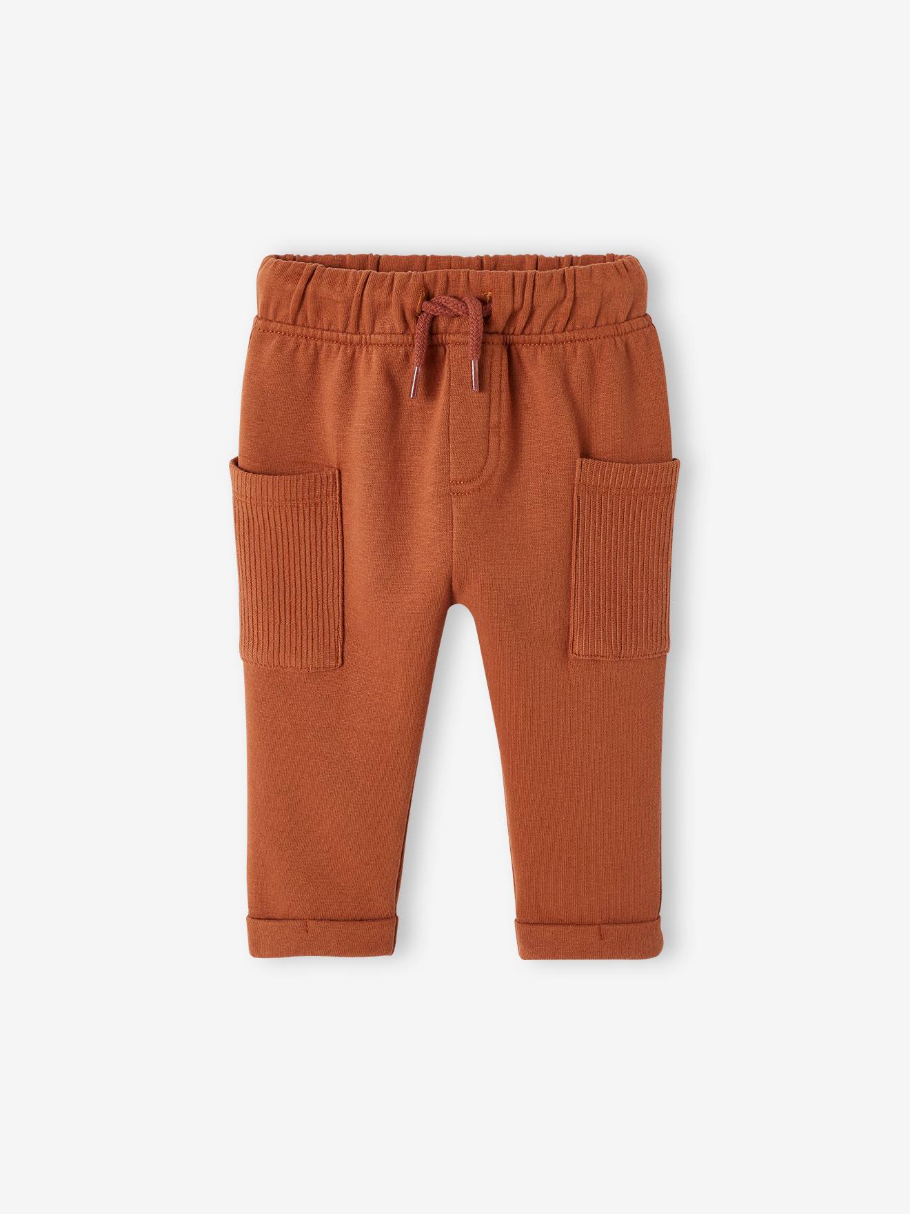 Calças de lã polar para bebê cor mogno