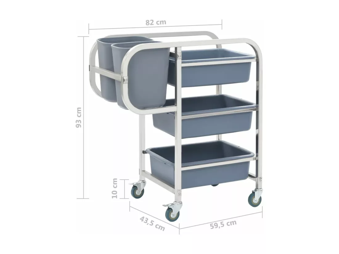 Chariot de cuisine avec récipients en plastique 82x43,5x93 cm