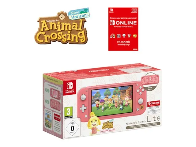 Nintendo Switch Lite - Timmy & Tommy Aloha Edition - håndholdt spillekontrolenhed - Koral - Animal Crossing: New Horizons