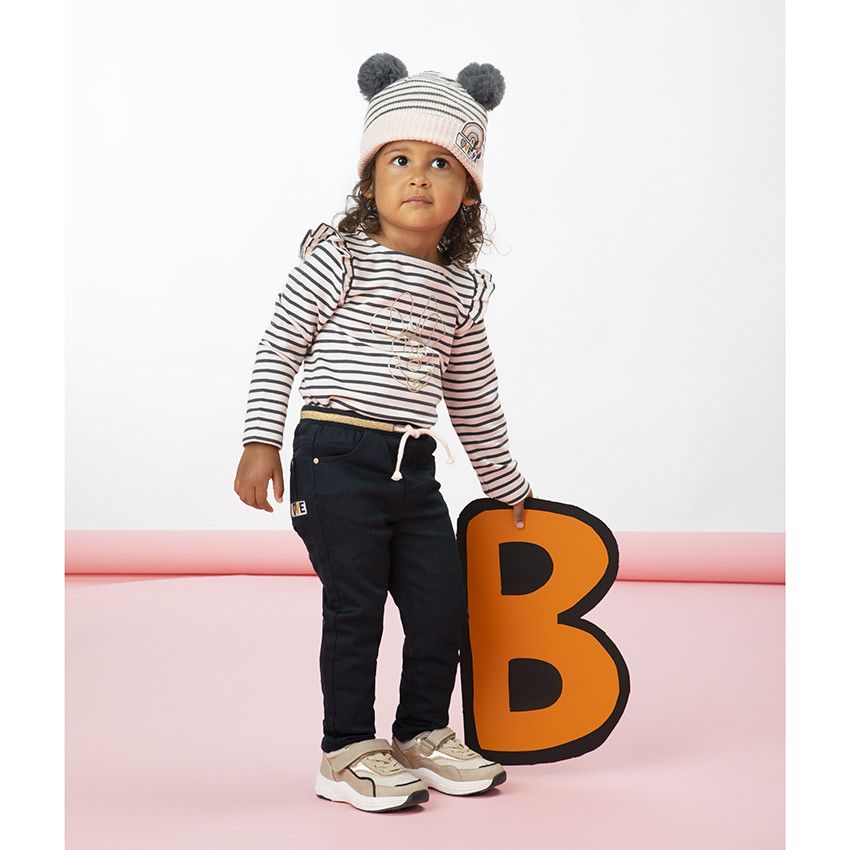 Pantalon en toile effet molleton pour bébé fille - Gris foncé