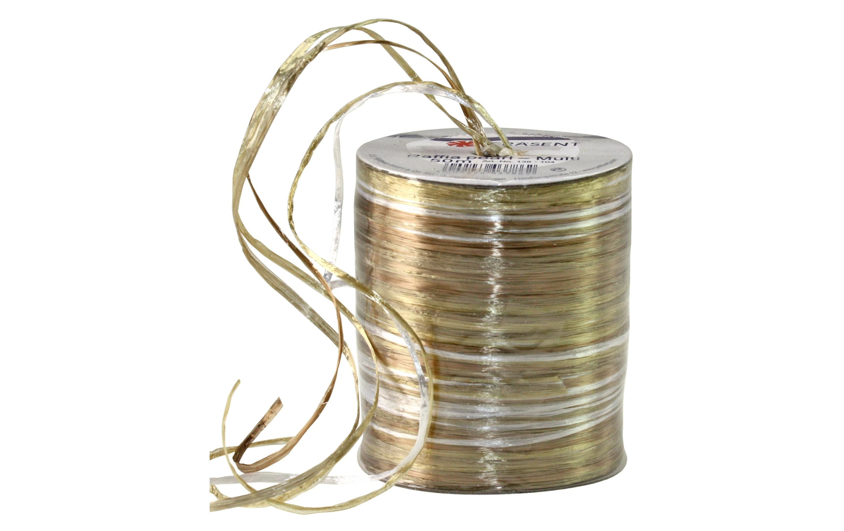 Geschenkband Raffia Pearl 50 m, Gold/BraunBand für Geschenke