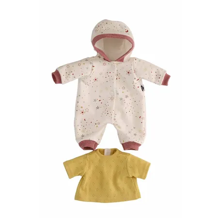 Schildkröt Kleidung zu Puppe Schlummerle 32 cm, Overall weiss/rot