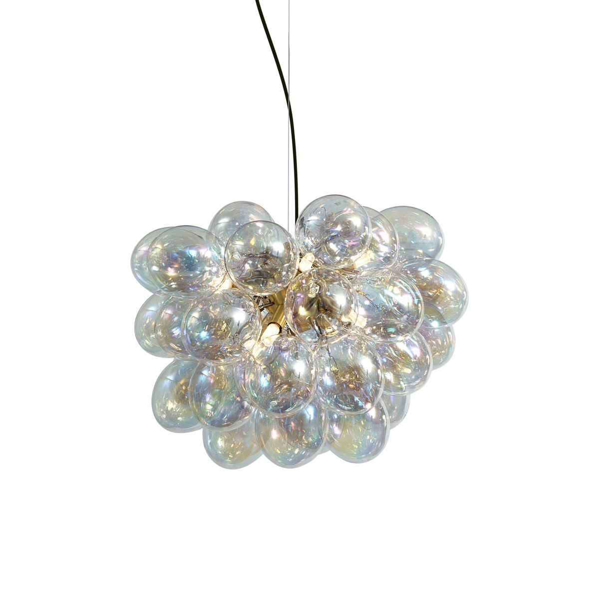 Art Deco hanglamp goud met regenboog glas 50cm 8-lichts - Uvas
