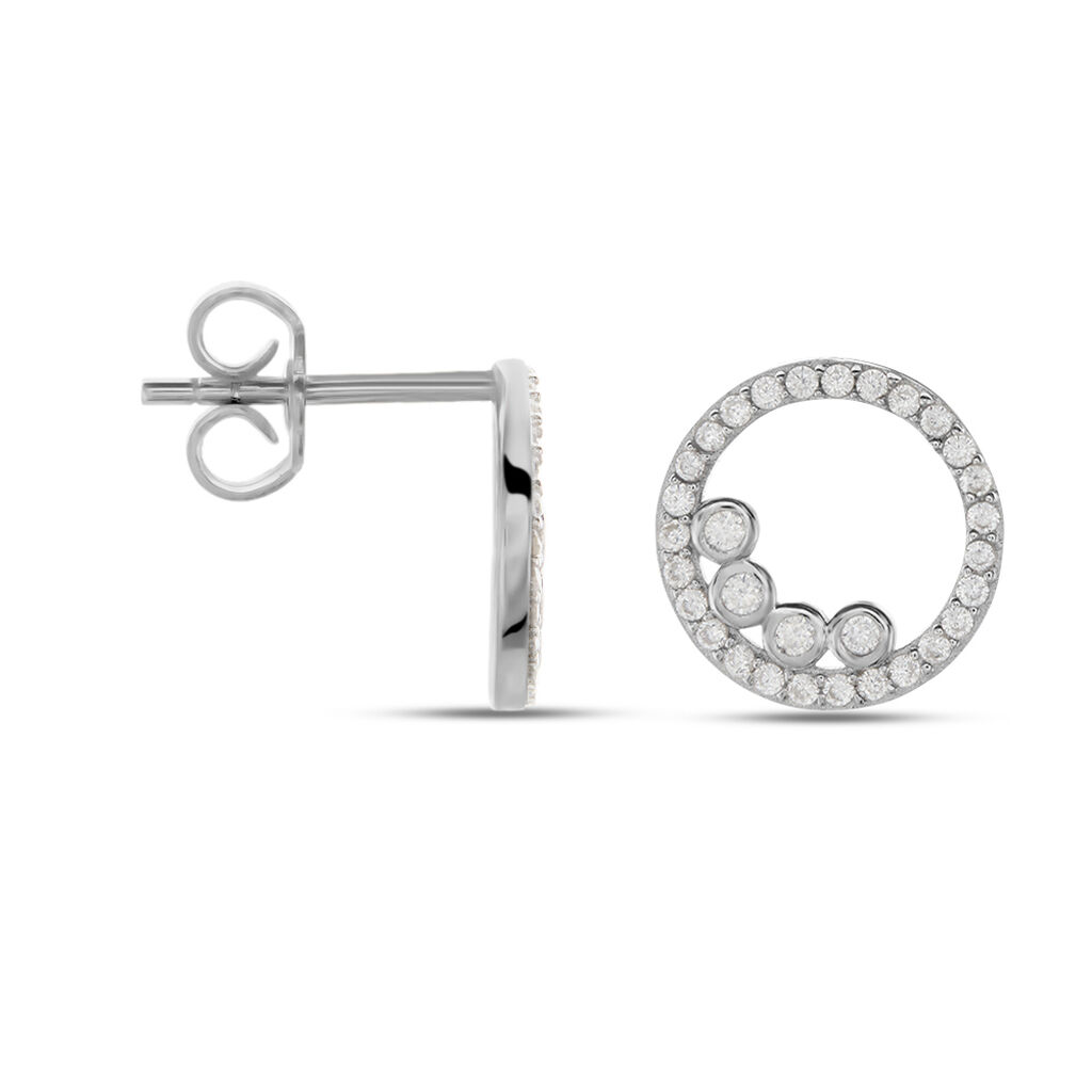 Boucles D'oreilles Puces Argent Blanc Ursine Oxydes De Zirconium