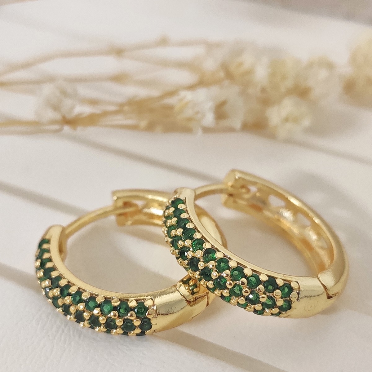 Boucles d'oreilles - Laiton plaqué or & zirconium