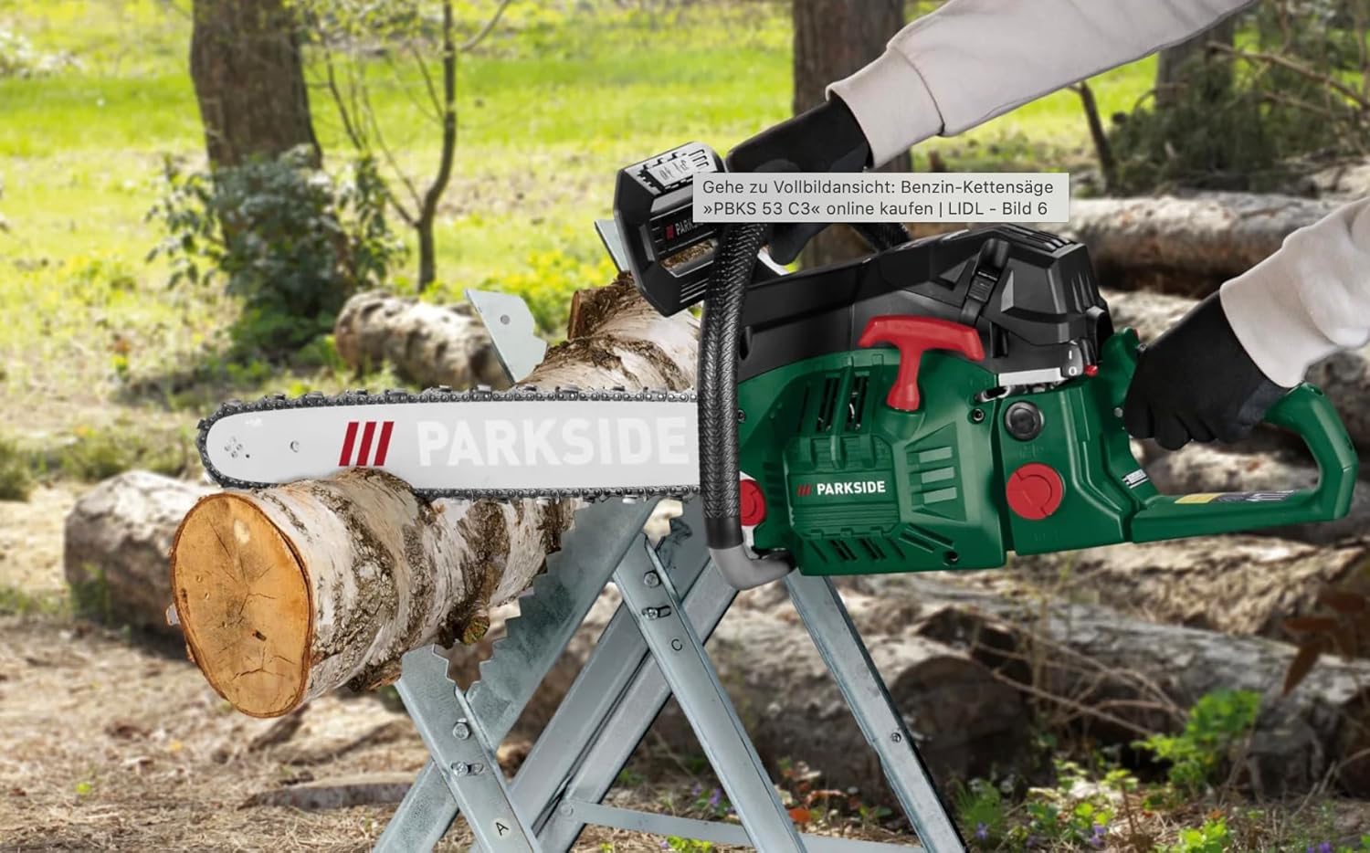 PARKSIDE® Benzin Kettensäge Motorsäge PBKS 53, 2-Takt Benzinmotor, 2,72 PS, max. 22,1 m/s, Schnittlänge: ca. 44 cm