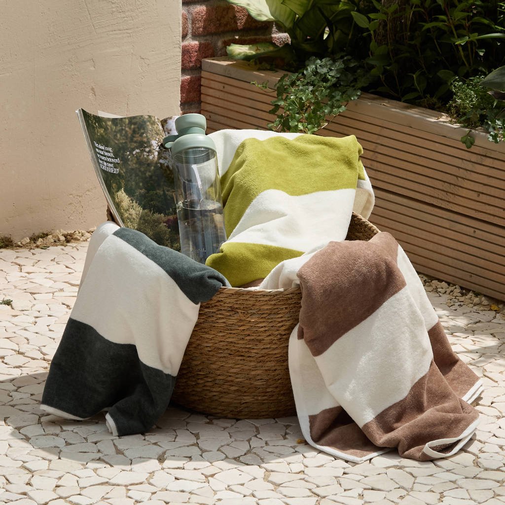 strandlaken Bold Stripe (taupe) (180x100 cm)