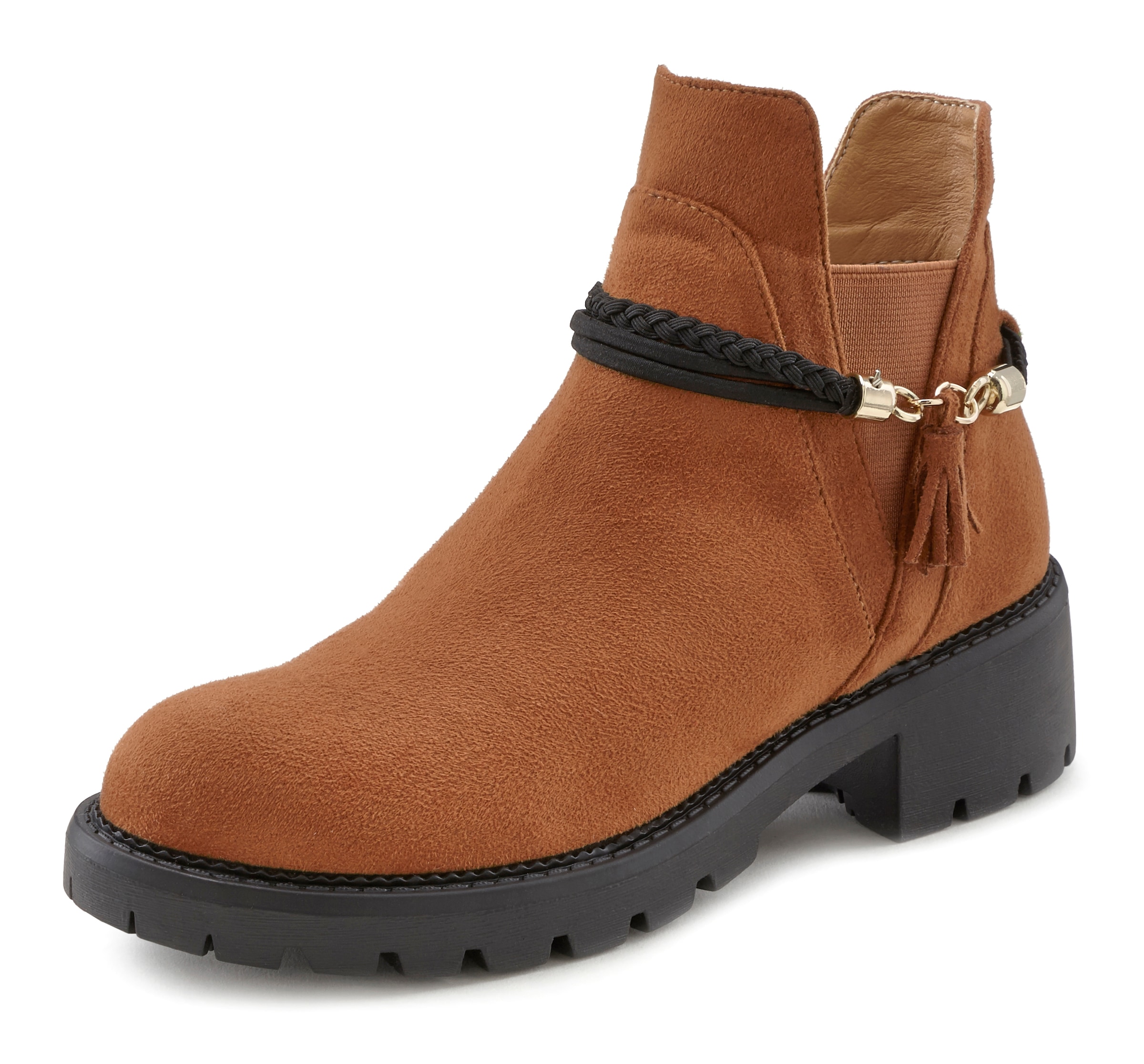 LASCANA Chelseaboots  mit abnehmbarem Band und Chunky-Sohle, Ankle Boots, Stiefelette