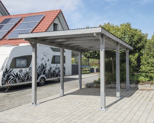 Enkele carport Konsta Vertika met aluminium dak 301 x 504 cm grijs