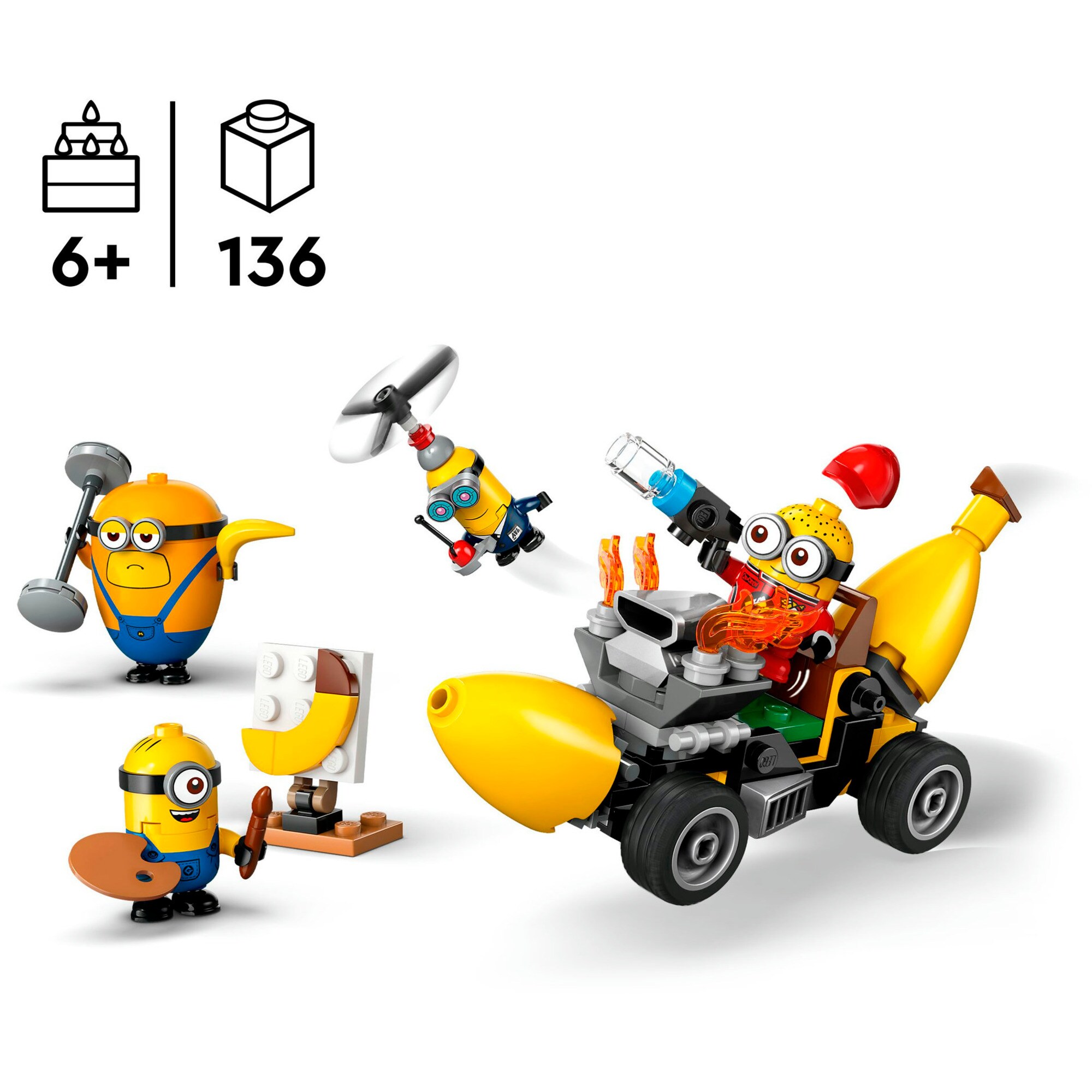LEGO Konstruktionsspielzeug Minions und das Bananen Auto
