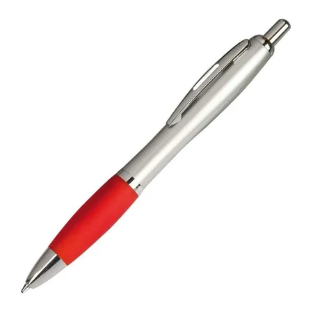 Macma Kugelschreiber mit satiniertem Gehäuse, silber-rot, 20 Stück
