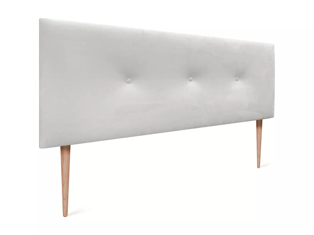DHOME Tête de Lit Velours Lisse avec Boutons 160x105 avec Pieds de Lit 150/160 - Blanc