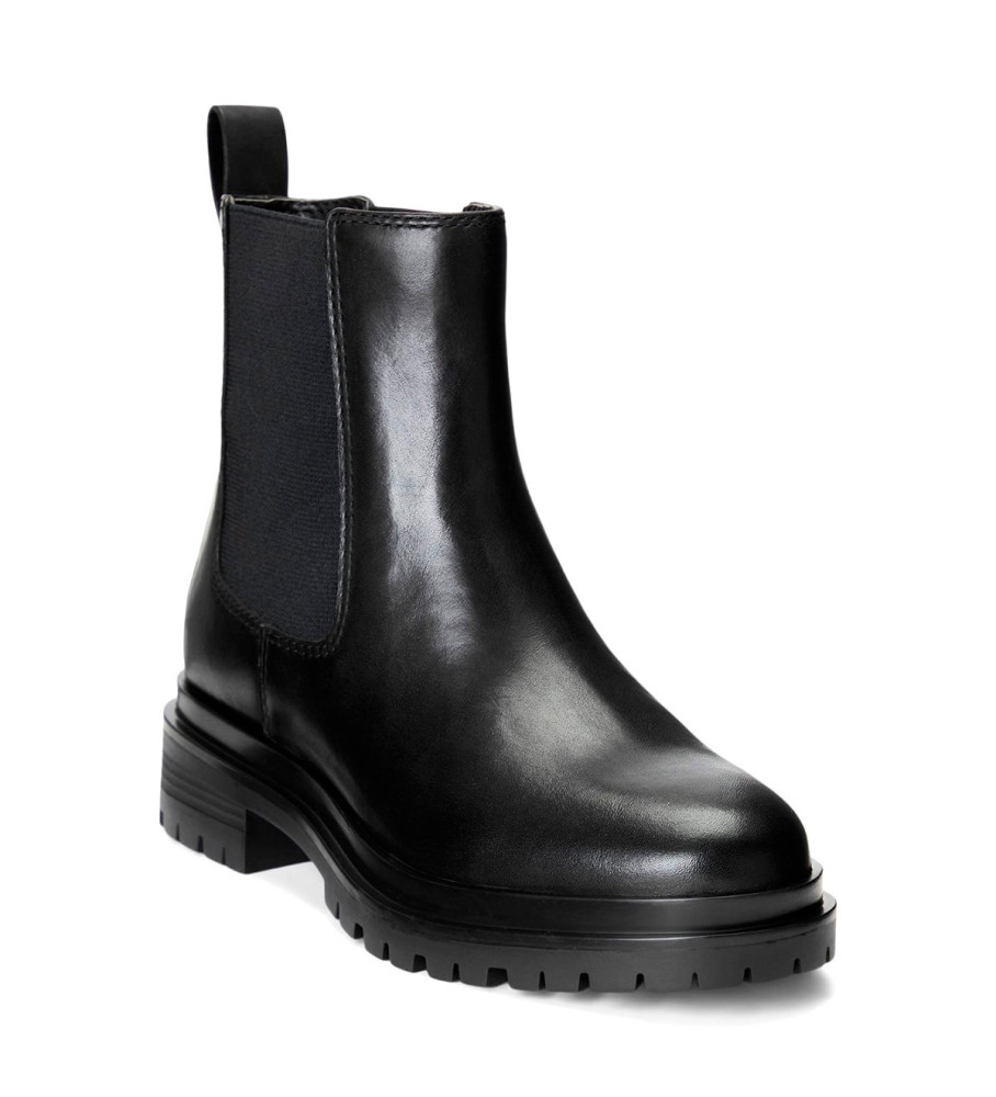 Botas de tornozelo Ralph Lauren Corinne em couro preto