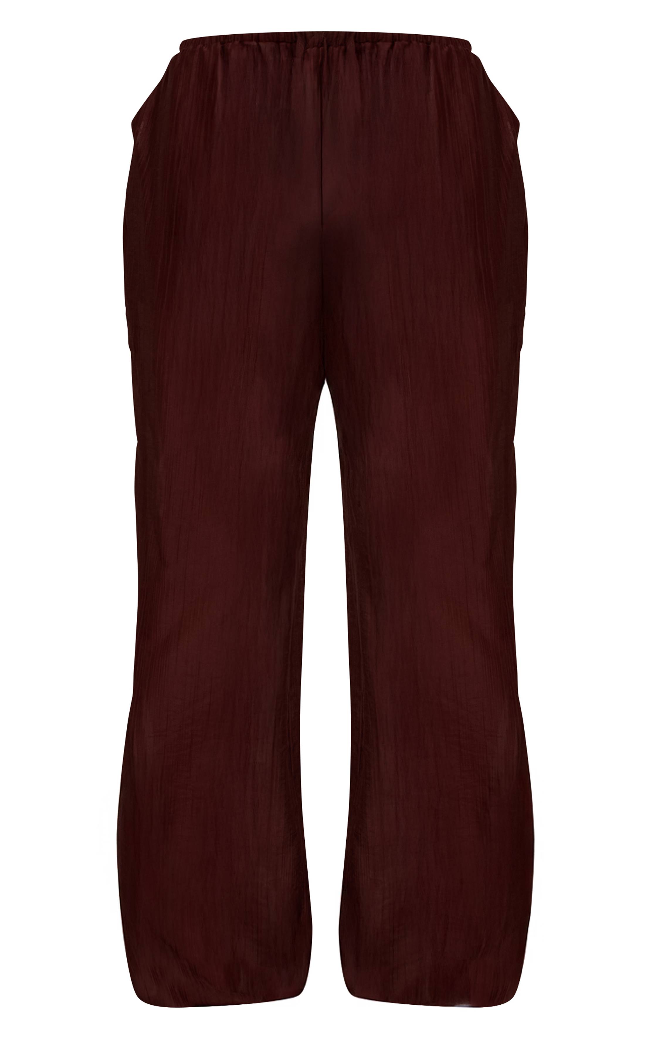 Chocolat Pantalon Droit Ample À Texture