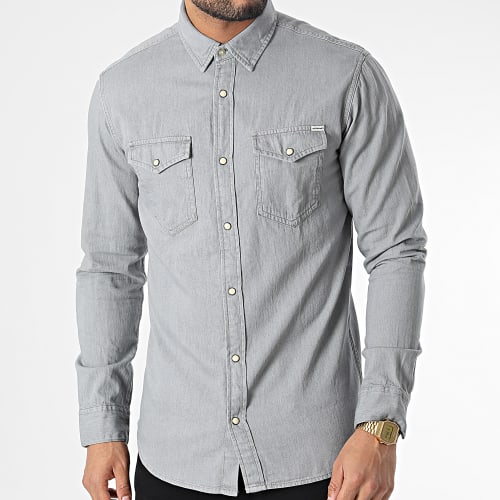 Chemise Jean A Manches Longues Sheridan Gris