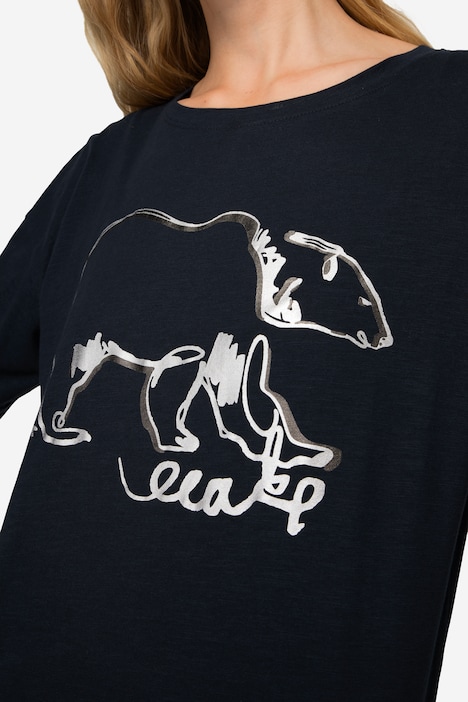 T-Shirt, oversized, Eisbär, Rundhals, Langarm