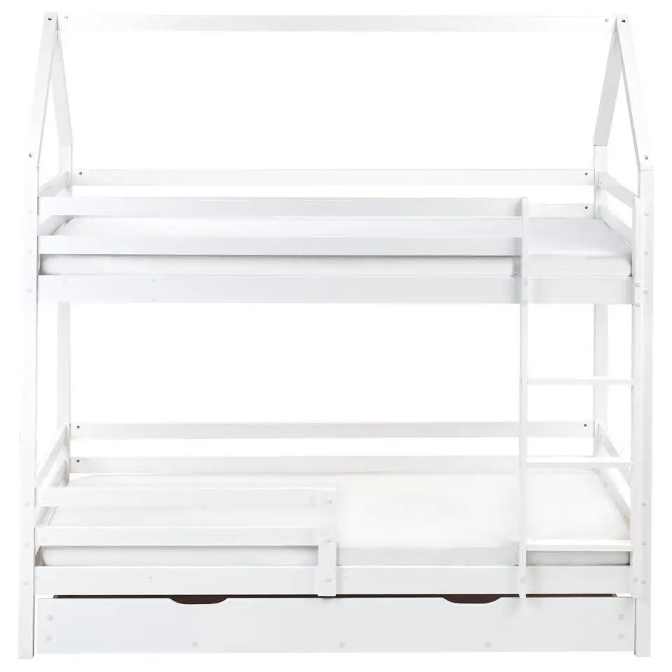 GIRGOLS - Stapelbed met opbergruimte - Wit - 90 x 200 cm - Dennenhout