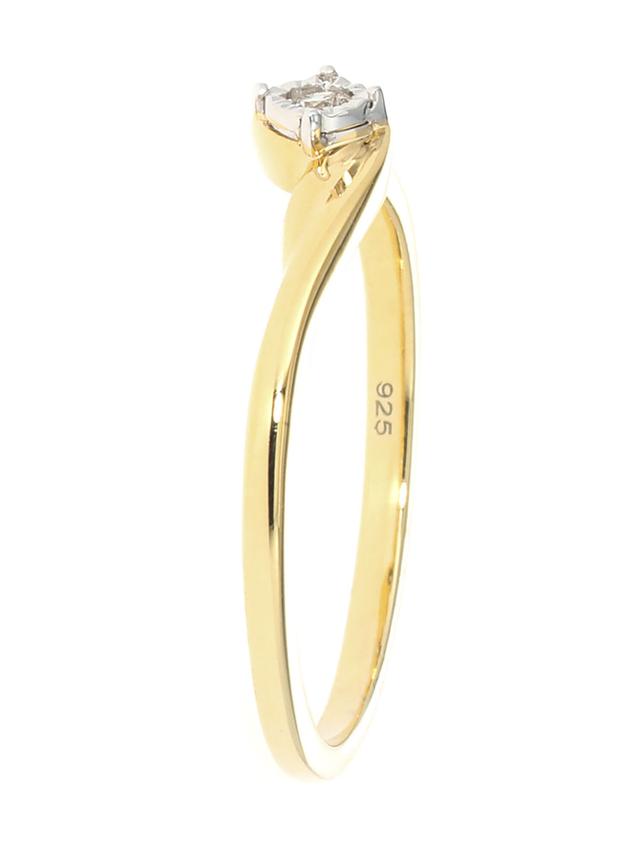 Solitär-Ring, 1 Brillant, 0,03 ct. Silber 925 vergoldet