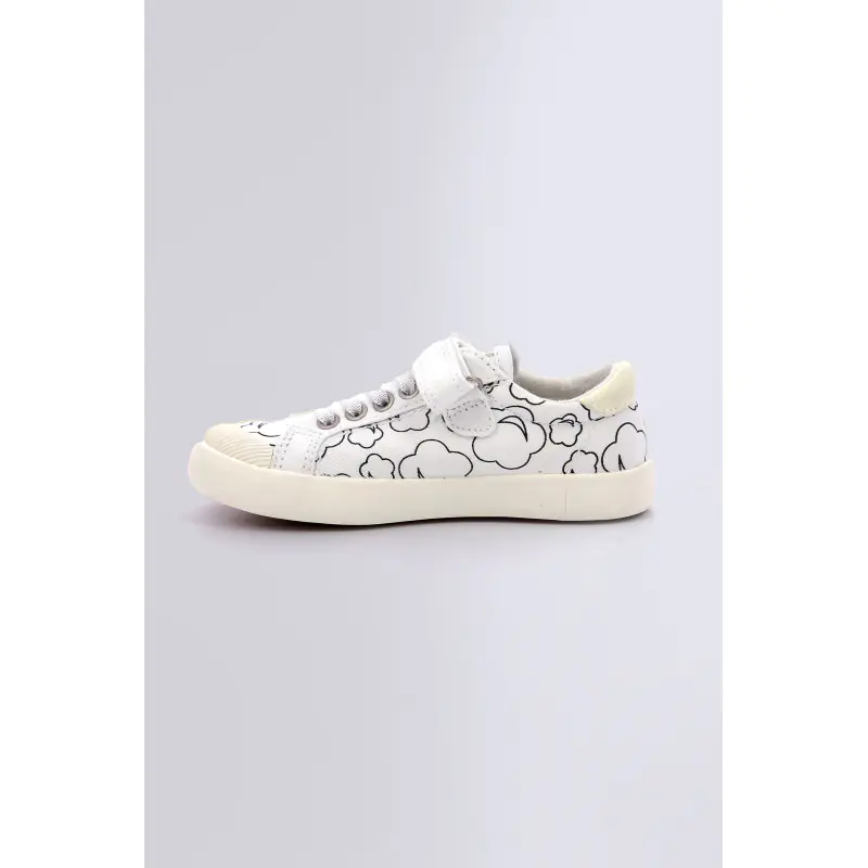 Kickgoldi Blanc imprime BASKETS BASSES Textile Fille