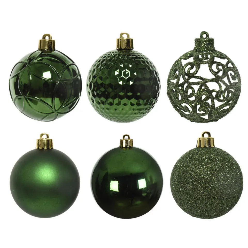 Bellatio Decorations kerstballen 37x -donkergroen -6cm -kunststof